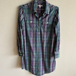 Peter Miller Womens 3/4 Sleeve Plaid Shirt Dress Multicolor Size Small